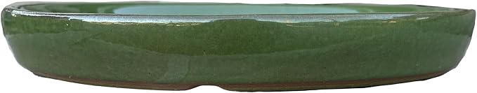 13.5 Inch Plant Saucer (Ceramic) - Round Atomic Green Flower Pot Tray - Handcrafted, Durable Planter Base