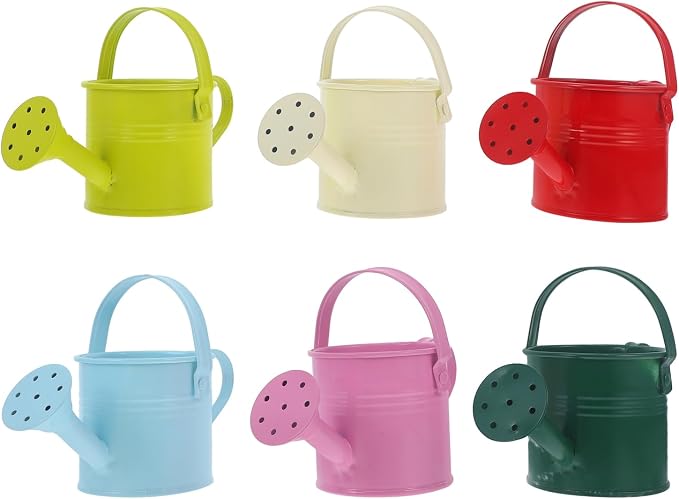 Yardwe 6-Pack Small Watering Cans for Indoor Plants Lightweight Mini Iron Watering Cans with Long Spout for Succulent and Air Plants Easy Carry Kids Gardening Watering Equipment 5.9 x 2.9 Inch
