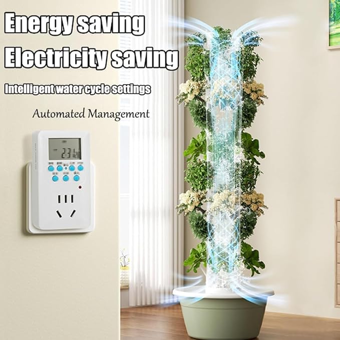 Hydroponic Tower Indoor/Outdoor Smart Garden for Herbs, Fruits, and Vegetables, 5/7/9 Layers, Vertical Aeroponic Growing Kit with Smart Timer, Silent Water Pump, Space-Saving,28holes