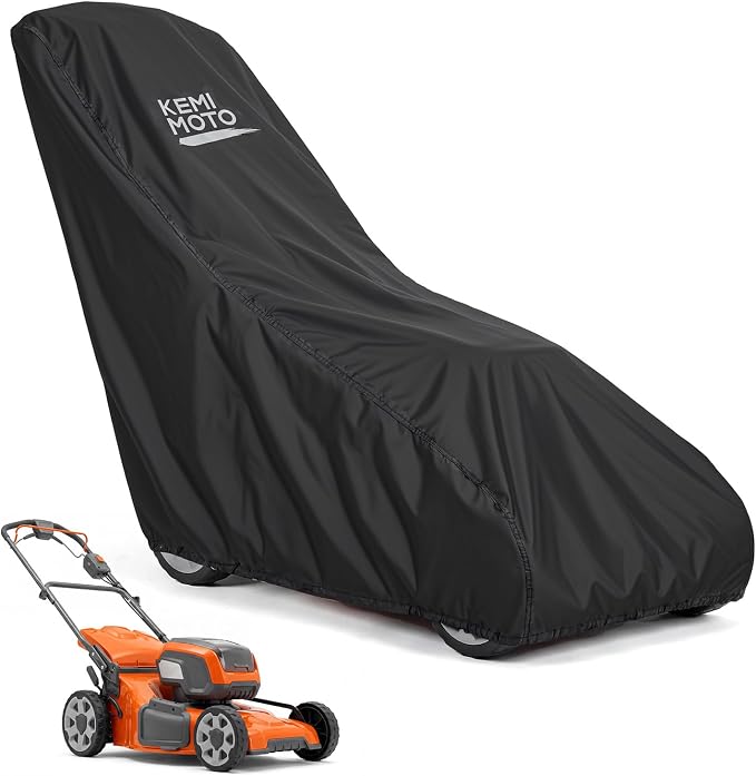 KEMIMOTO Walk Behind Lawn Mower Cover with Windproof Buckle, Lightweight & Breathable 210D Push Mower Cover, Fit for Most Push Lawnmowers, Compatible with Craftsman, Husqvarna, Greenworks, EGO, Toro