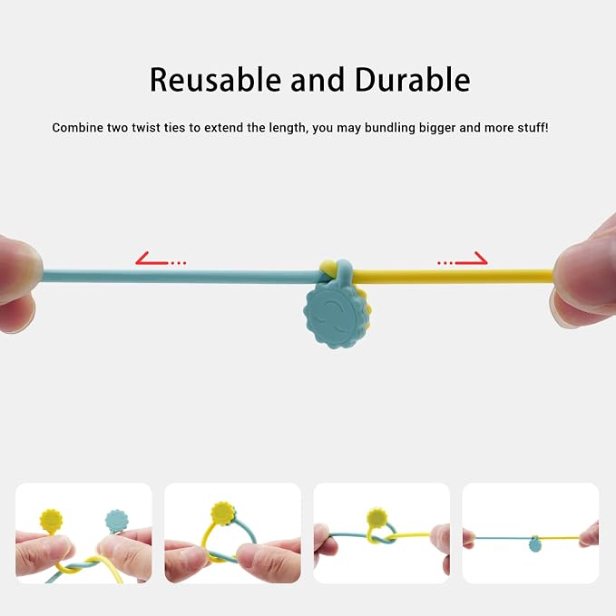 Rich&Ray Magnetic Reusable Silicone Cable Ties, Phone Cord Holder, Magnetic Cable Ties for Headphone Cables, Charging Cable Organizer, Book Markers, Hanging Stuff - 7.48'' (9Color - 9pack)