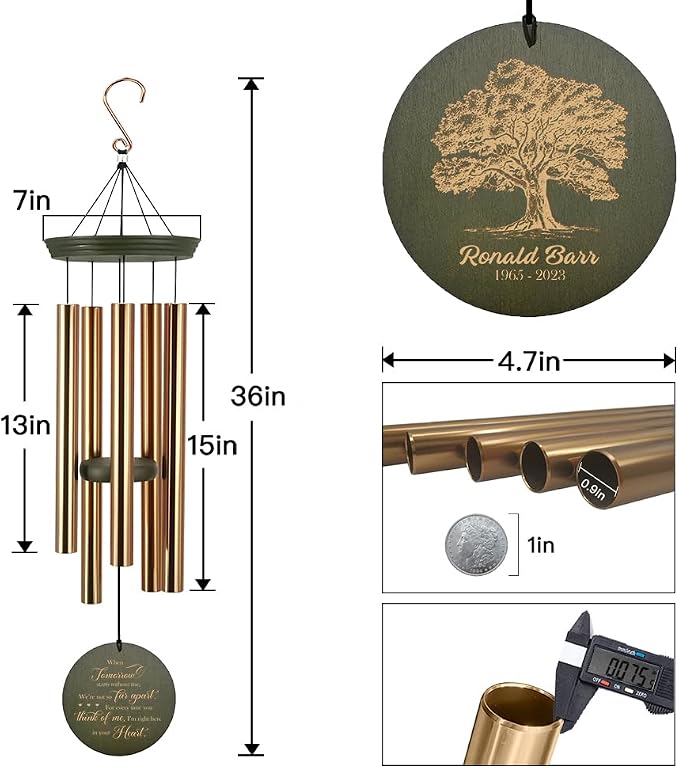 Astarin Personalized Memorial Wind Chimes Gift for Loss of a Loved One,Customized Sympathy Wind Chimes,Bereavement/Memorial Gifts in Memory of Loved One Loss for Outside(Produced in Texas)
