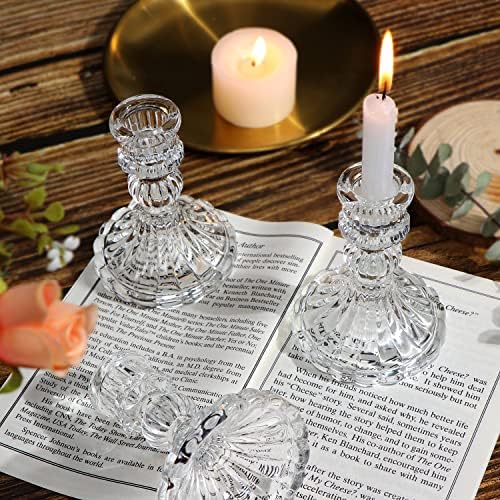DARJEN Candlestick Holders Set, 4" H Taper Candle Holders Bulk, 12Pcs Glass Candle Holders for Wedding, Festival, Party & Windowsill Decor - Image 5