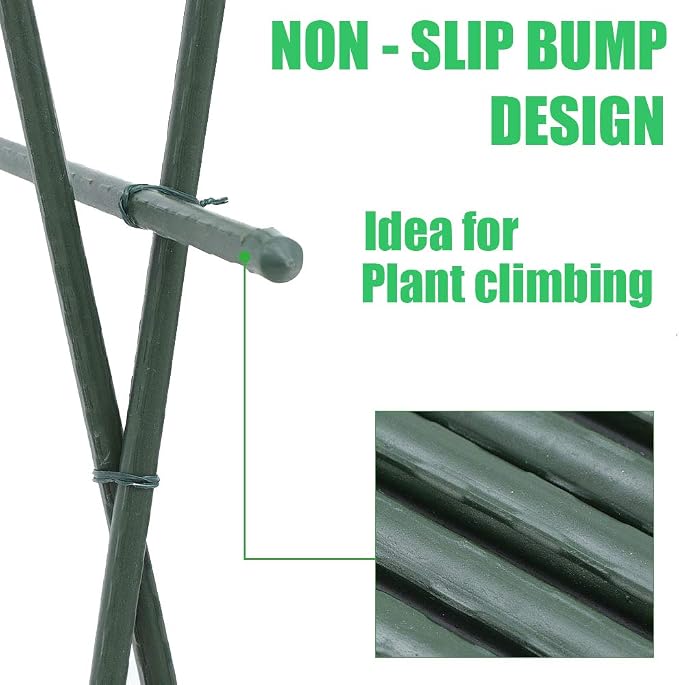 Mininfa Steel Plant Stakes 6 Feet, Plastic Coated Metal Garden Stakes Supports Climbing for Tomatoes, Trees, Beans, 10 Pack