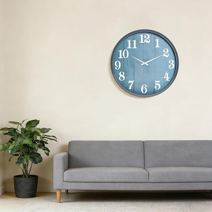 UMEXUS 18 Inch Large Outdoor Wall Clock, Waterproof Indoor Outdoor Decorative Clock with Upgraded D365 Silent Quartz Movement, Battery Operated for Patio, Garden, Pool, Farmhouse & Living Room