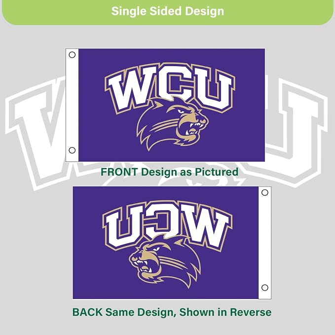 NCAA Western Carolina University Flag with Grommets, 3'x5' WCU Catamounts Outdoor College Flags & Banners for Garden Patio Indoor Wall Décor