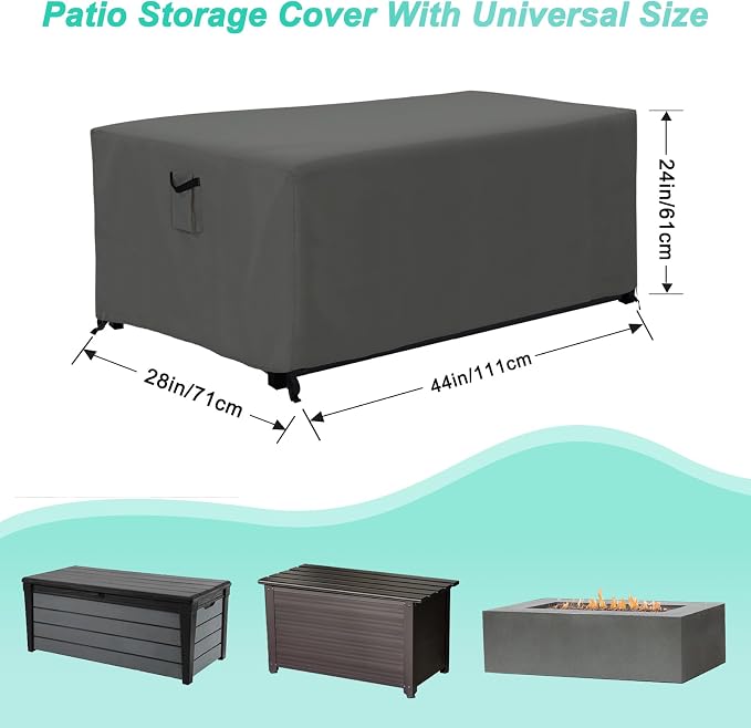 ABCCANOPY Patio Deck Box Cover Waterproof and Dustproof Winter Protection Outdoor Storage Box Cover Universal Furniture Cover 44x28x24 Grey
