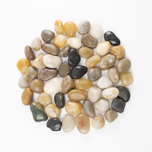 40lbs 0.5-1 Inch River Rocks, Decorative Mixed Pebbles for Garden Landscaping, Indoor Plants, Fish Tanks, Vases, and Succulents – Ideal for Home Decoration and Outdoor Gardens (Mixed, Weight: 40 LB)