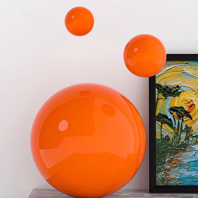 Gazing Globe Decor Ball, Hollow Gazing Ball, Seamless Stainless Steel Polished Reflective Smooth Mirror Garden Sphere Globe, Props of Photography, Garden Home Decor (Orange, Dia: 6 inch/15cm)