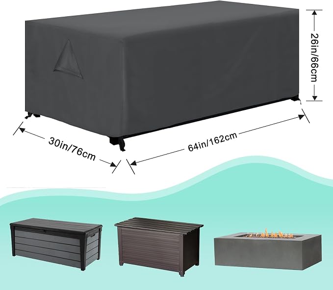 ABCCANOPY Patio Deck Box Cover Waterproof And Dustproof Winter Protection Outdoor Storage Box Cover Universal Furniture Tablecover 64x30x26 Deep Grey
