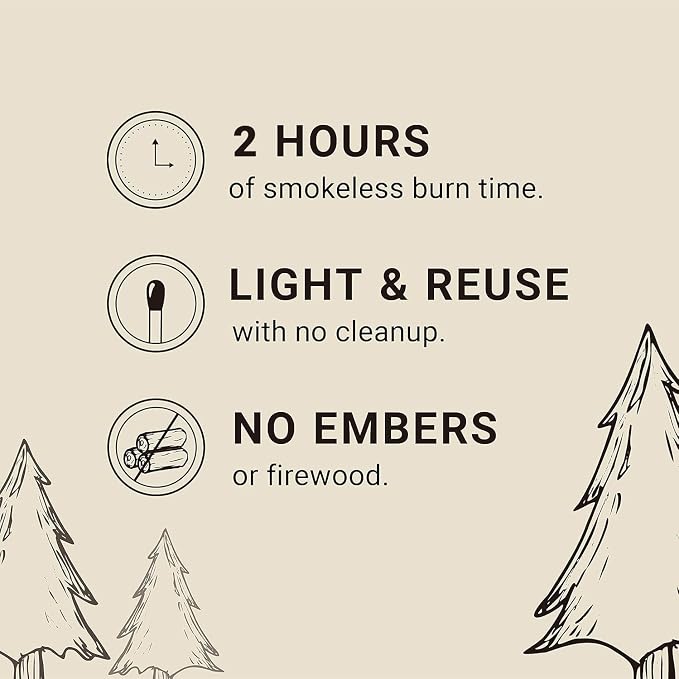 Radiate - 4 Pack Outdoor Portable Campfire - 2 Hours of Warmth and Burn Time - 4” Reusable Fire Pit for Camping, Smores, Cooking & Picnics - Recycled Soy Wax - Portable Fire Pit for Camping