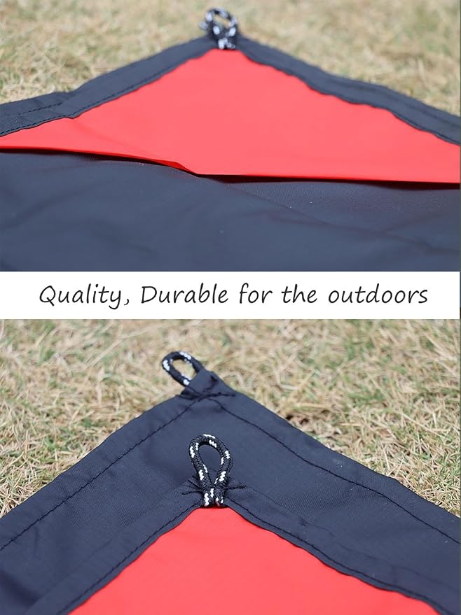 Orga'Neat Pocket Picnic Blanket, Beach Mat Waterproof Sandproof, Compact Lightweight Small Tarp for Camping, Hiking, Backpacking, Festival, Travel, Foldable in Bags (Black/Red, 55"x60")