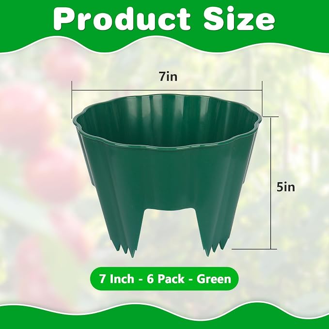 6 Pack of 7 Inch Planting Grow Rings, Planting Protective Round Garden Edging, Keeping Plants Separated, Weed Control and Directing Water to the Roots (7 Inch - 6 Pack - Green)