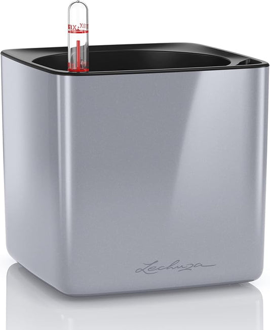 Lechuza Glossy 14 Quality Plant Cube Stick Irrigation System, Titanium dust high Gloss