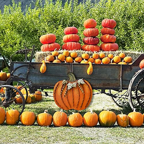 K KILIPES 26" H Metal Rustic Pumpkin Yard Stake - Outdoor Fall Decor Garden Stake Autumn Yard Sign for Porch Garden Home Patio Harvest Thanksgiving Halloween Decorations