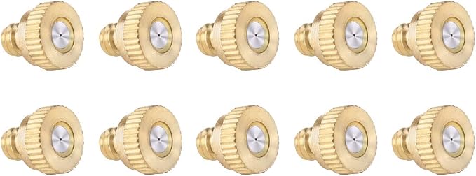 40Pcs CozyCabin Brass Misting Nozzles Misting Water Mister Nozzle for Garden, Patio, Greenhouse, Outdoor Cooling Mister System 0.016" Orifice (0.4mm) Thread UNC 10/24