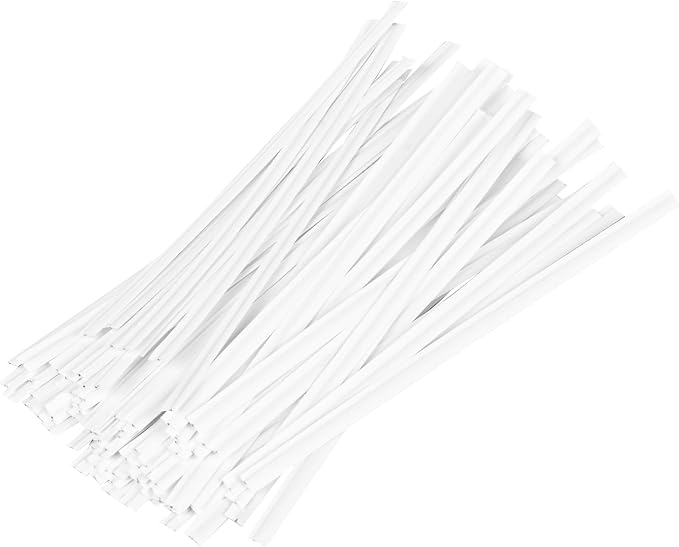 Restaurantware Twist Ties 50,000 Pack of 4-Inch Reusable Paper Bag Ties Laminated Gripping Strong White Flush-Cut Bread, Candy, Coffee, Cookie, Bakery Bag, Party, Gifts, Cake Pops, Packaging