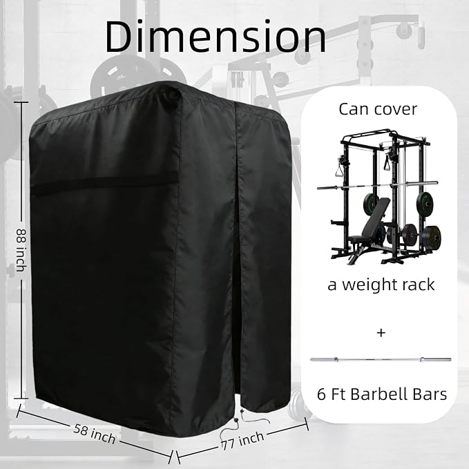 Gym Rack Cover with Waterproof Zipper for Squat Rack 47"-110"W | Waterproof Dustproof Heavy Duty Oxford Fabric,Gym Equipment Storage Cover for Workout Machine Outdoor Use