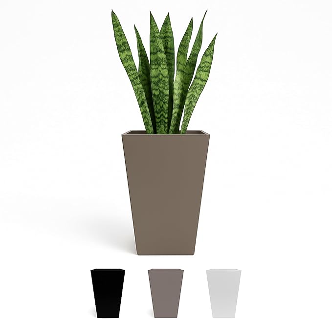 Bloem Finley 20" Tall Tapered Recycled Plastic Planter, Indoor/Outdoor, Peppercorn