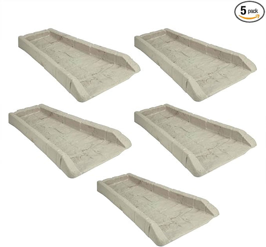 Suncast Durable Plastic Anti Erosion Decorative Rain Gutter Downspout Splash Block for Garden, Front Yard, or Back Yard, Pack of 5, Taupe