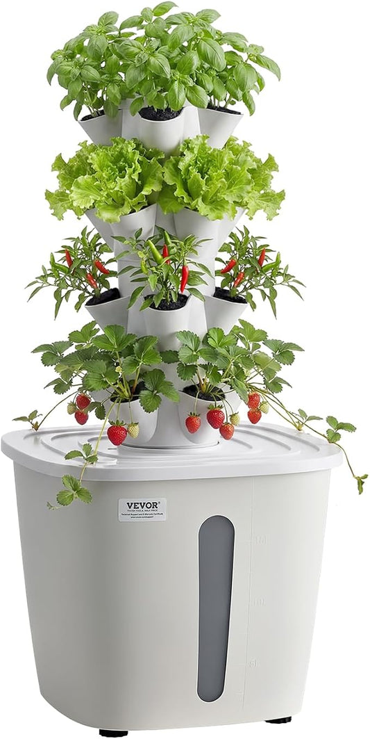 VEVOR Hydroponic Tower, 20 Pods 4 Tiers Hydroponics Growing System Kit, Vertical Home Hydronic Garden with 20L Water Tank & Pump, Planter Plants Germination Kit for Indoor Herbs, Fruits, Vegetables