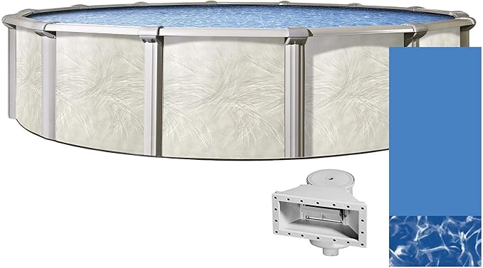 Lake Effect Pools 'Fallston' 24' Foot Round Above Ground Swimming Pool | 52" Inch Height | Swirl Bottom Overlap Liner and Widemouth Skimmer Bundle | Resin Protected Steel Sided Walls