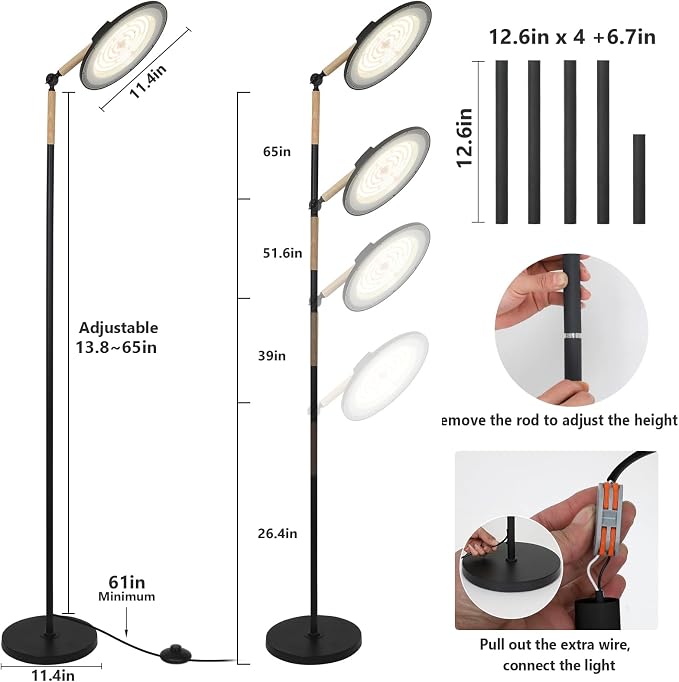 HMVPL 100W Grow Lights for Indoor Plants Full Spectrum, Plant Lights for Indoor Growing with 216 Light Beads, Timer, Remote Control, Dimmable Standing Growth Lamp for Large Many Plants(5 Level Height)