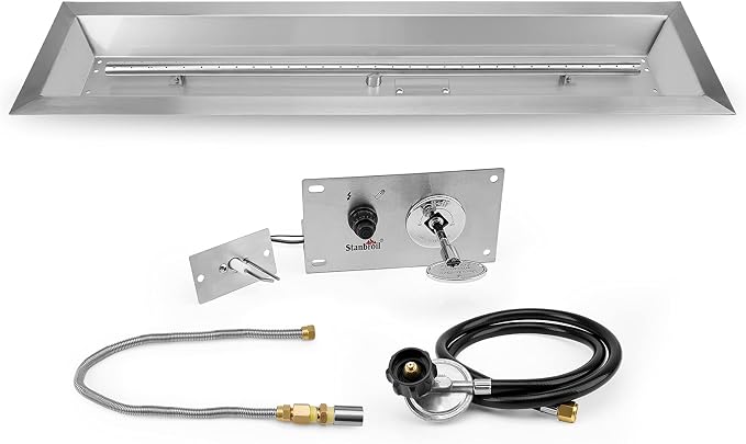 Stanbroil 36 x 6 Inch Linear Fire Pit Kit with Spark Ignition Kits, 304 Stainless Steel Propane Gas Firepit Insert for Outdoor DIY Firepit Project - Propane Gas Version