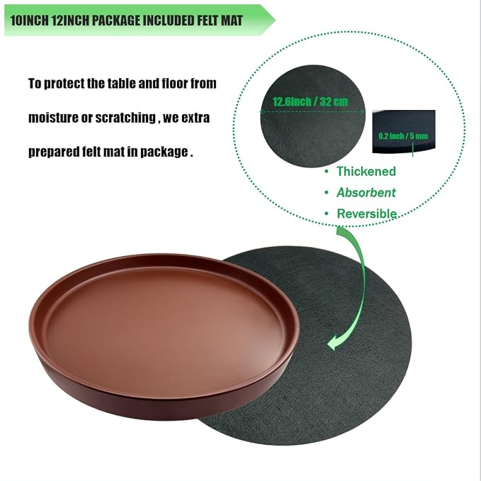 Yukfona Ceramic Plant Saucer Tray 1 Pcs 12 Inch Brown, 12.5" OD x11.9 ID x1.6 Deep| Fits Flower pots Bottom≤ 11.9", Heavy Duty Glazed Round Planter Drip with Catch Basin for Indoor Outdoor Plants