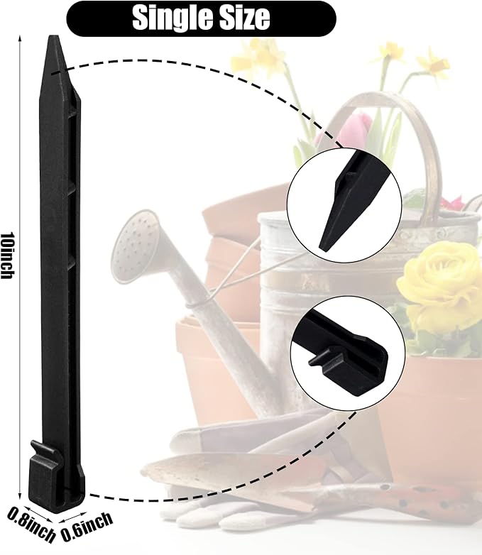 100 PCS Plastic Landscape Stakes, 10 Inch Plant Support Lawn Stake Heavy Duty for Landscaping and Garden