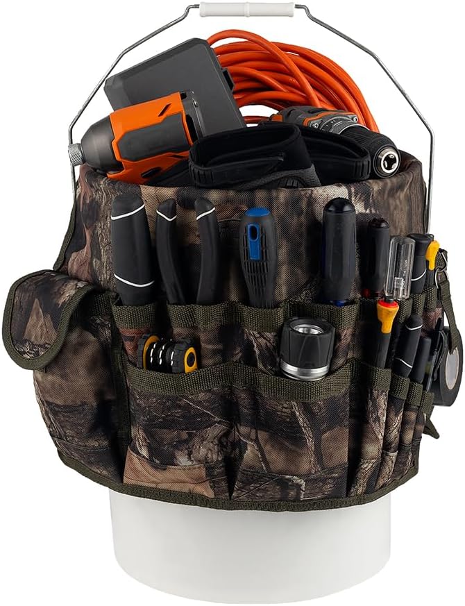 Bucket Boss - Camo Bucketeer Bucket Tool Organizer (Fits 5 Gallon Bucket), Bucket Organization (85030), Mossy Oak Camo