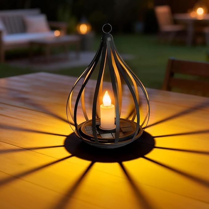 Solar Lanterns Outdoor Waterproof, Solar Lights Outdoor with Flickering Flameless Candle, Garden Decor Gifts for Women Mom Grandma, Hanging Solar Lights for Patio, Porch, Backyard, 1 Pack