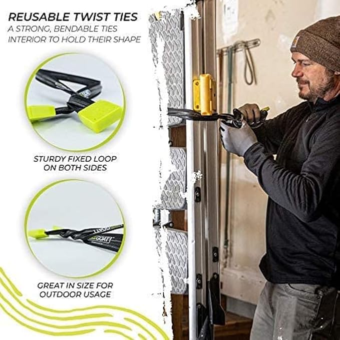 Twisted Goat Industrial Twist Ties - Heavy Duty Reusable, Flexible Ties for Securing Cargo, Hanging Hammocks, Organizing Camping Gear, and More! Starter Pack (3-FT, 6-FT, 10-FT)