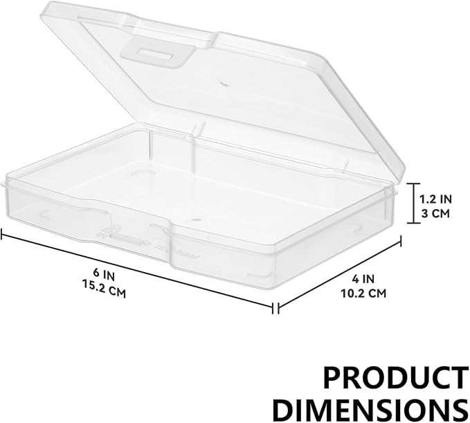 novelinks 6 Pcs 4"x6" Plastic Photo Storage Boxes with Tray (Clear 1Pack) | Photo Organizers and Storage, Task Boxes for Special Education, Flash Card Holder, 4x6 Index Card Holder, Picture Boxes