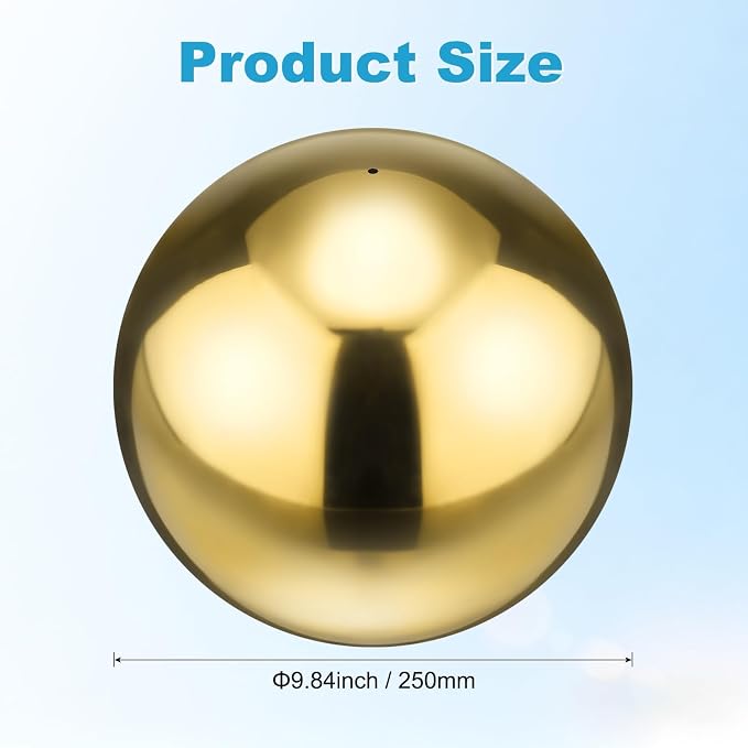 M METERXITY 1-Pack Garden Gazing Globes Ball 10 Inch 201 Stainless Steel Hollow Mirror Reflective Floating Ball for Garden/Pond/Home/Yard Outdoor Decoration [Gold]