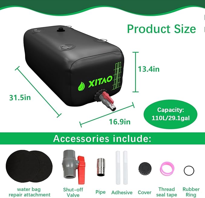 XITAO Water Bladder Storage Containers, Water Tank Foldable Portable Water Storage,Water Storage Bag Containers for RV, Camping, Garden, Irrigation, Drought Resistance, Firefighting