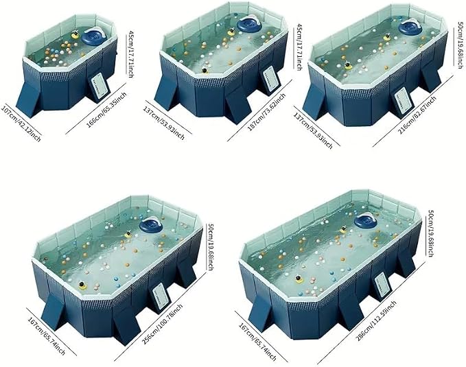 Montary Foldable Large Non - Inflatable Rectangular Swimming Pool for Family - Hard Plastic Shell, Oversized Thickened Design, Portable Collapsible Backyard Pool - 100.8"x65.7"x19.7"
