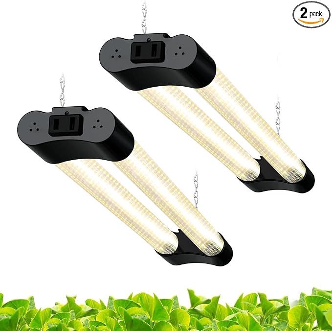 Hlite LED Grow Light 16 inch, Hanging Full Spectrum Linkable 2 Pack | Linkable Plant Grow Lights for Indoor Plants, Plug and Hanging with On/Off Switch, Seedling to Flowering, Yellow