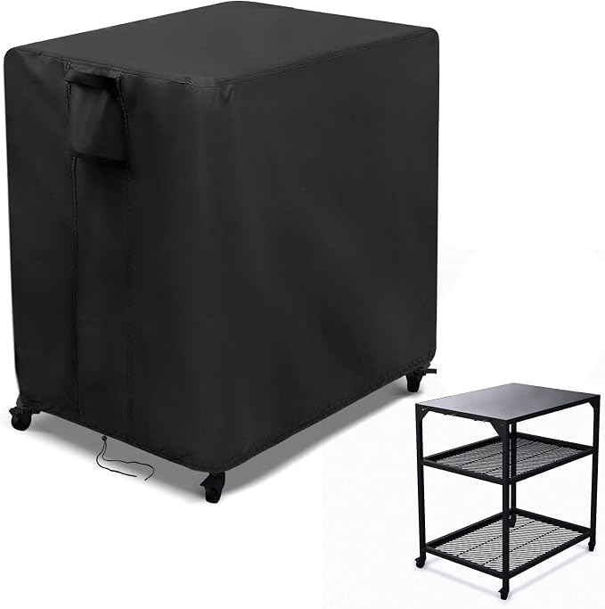 Kingling Outdoor Pizza Oven Table Cover for Ooni Medium Table, Waterproof Outdoor Grill Prep Table Cover Pizza Oven Stand Cover - 32''L x 24''W x 35''H(Black)