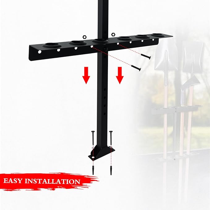MEWSDEN Trailer Racks for Lawn Equipment, Trailer Tool Rack Shovel Holder for Shovels, Rakes, Hoes, Landscape Hand Tool Rack for Open Trailers, Lawncare Accessories, with 6 Tool Holes&Rubber Grommets