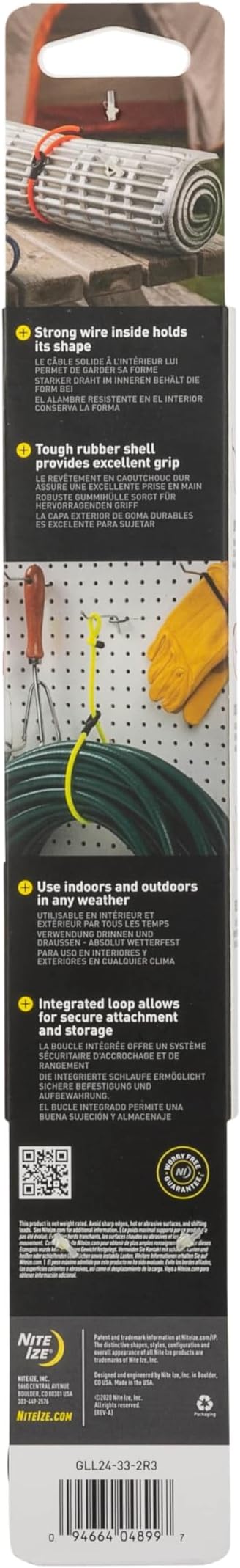 Nite Ize Gear Tie Loopable Twist Tie - Reusable & Flexible Twist Ties - Bendable Cable Ties for Gear & Cords - Loopable for Secure Fastening - 24", Neon Yellow (3 Pack)