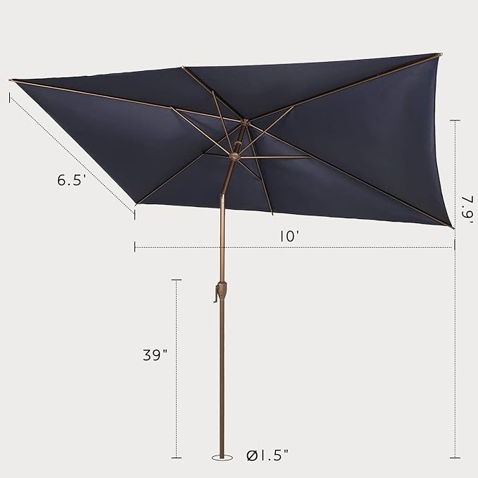 Abba Patio 6.5FT Outdoor Patio Umbrella Outdoor Table Umbrella with Crank Market Umbrella 6 Sturdy Ribs UV Protection Waterproof and Push Button Tilt for Garden Deck Backyard Pool,Dark Blue
