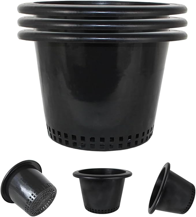 3 & 5 Gallon Bucket Lid Hydroponic Plant Pot, Small/Medium/Large Opening Mesh Net Cups for Indoor Outdoor Hydroponics Growing System - Large Opening for Deep Root Plants (3 Pack)