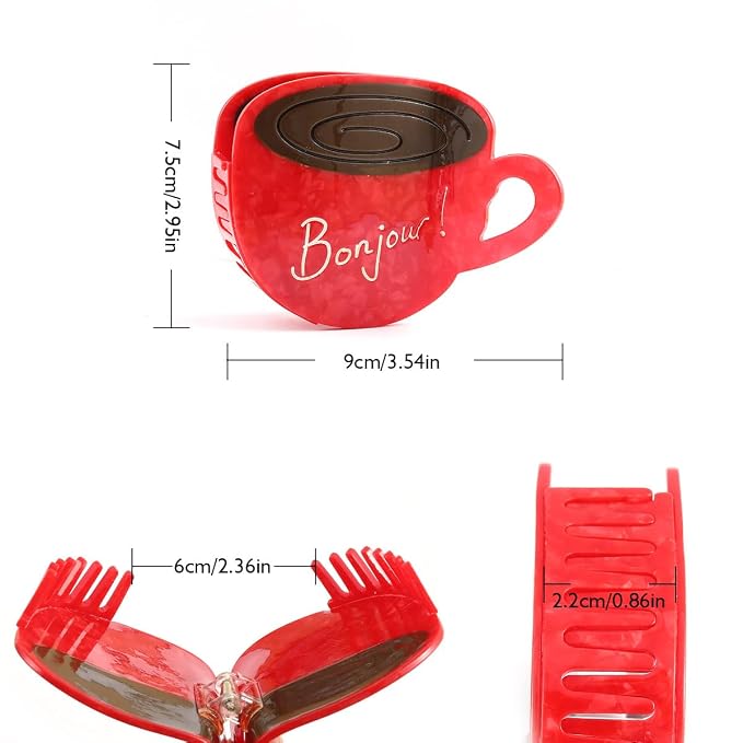 Personalized London Icon Coffee Cup Hair Calw Clip,Fun Acetate Hair Claw Clips for Women Girls Hair Accessories Gift