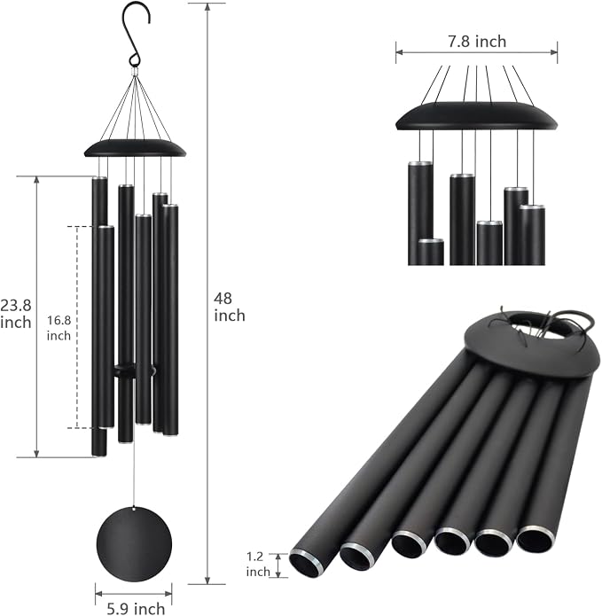 Large Wind Chimes for Outside Deep Tone, Memorial Sympathy Gifts for Loss of Loved One,48" Wind Chime with 6 Heavy Tuned Aluminum Tubes Outdoor Clearance for Garden,Yard,Patio & Lawn