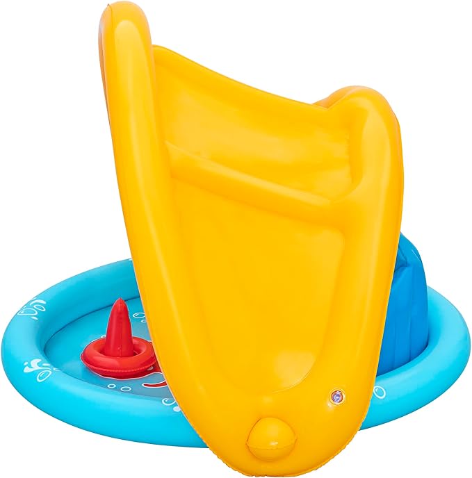 Bestway Seashapes Splash Pad | Baby Sensory Water Pool, with Backrest, Sunshade and Games, 6 Months +