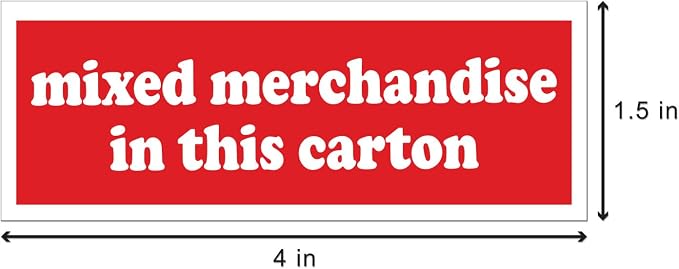 Mixed Merchandise Carton Labels, Red, 4 x 1.5 inch, 900 Labels | Shipping & Handling Instructions, Strong Adhesive
