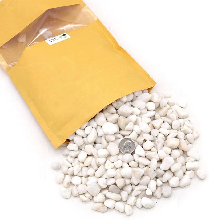 White Rocks - 3/8 Inch. Decorative Polished Pebbles for Garden, Succulents, Vase Fillers (XSM 0.375 Inch - 5 lbs) perfection