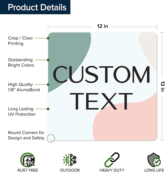 Custom Sign, Custom Street Sign, 11 Font Colors, 13 Font Styles, 4 Hole Options, 22 Sizes, 12x12 Inches, Rust Free DiBound, Fade Resistant, Made in USA by My Sign Center (Minimalist)