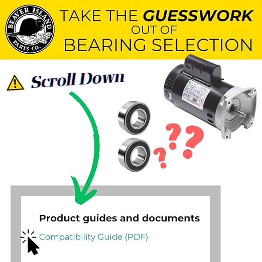 Beaver Island Pool Pump Motor Bearing Repair Kit, Motor B668, Replacement | Chromium Steel, Double-Sealed & Pre-Lubricated 2-bearing Set; Replaces Worn or Noisy Pool Pump Motor Bearings; 48 & 56 Frame